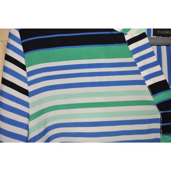 TALBOTS‎ $68 Striped V-Neck Woven Tunic w/ Roll-Tab Sleeves XL - Picture 3 of 4
